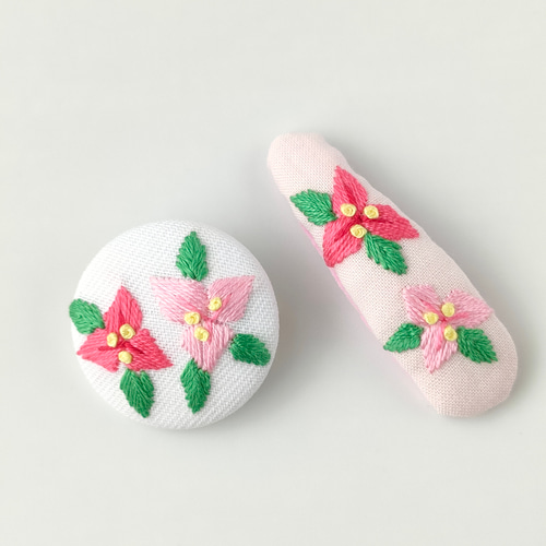 受注制作】夏に咲くブーゲンビリアの刺繍ミニブローチor刺繍ミニ