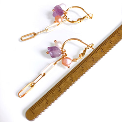 着せ替えチャームアレンジ自在/ アメジストフープピアスorフープイヤリング　10way以上アレンジ可能 11枚目の画像