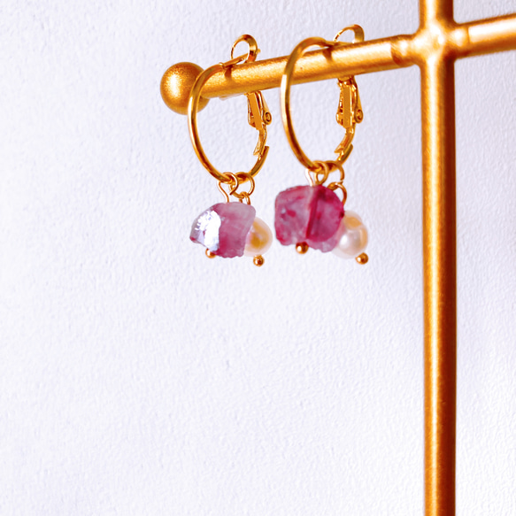 着せ替えチャームアレンジ自在/ アメジストフープピアスorフープイヤリング　10way以上アレンジ可能 9枚目の画像