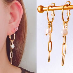 着せ替えチャームアレンジ自在/ アメジストフープピアスorフープイヤリング　10way以上アレンジ可能 5枚目の画像