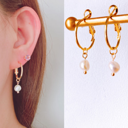 着せ替えチャームアレンジ自在/ アメジストフープピアスorフープイヤリング　10way以上アレンジ可能 6枚目の画像