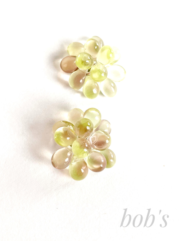 glass beads pierce/earring＊mix yellow purple 2枚目の画像