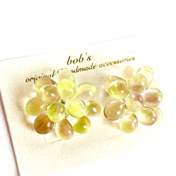 glass beads pierce/earring＊mix yellow purple 1枚目の画像