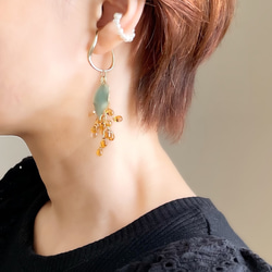 Creema限定】ガラスビーズ ブーケ イヤーカフ セット(藤の花カラー