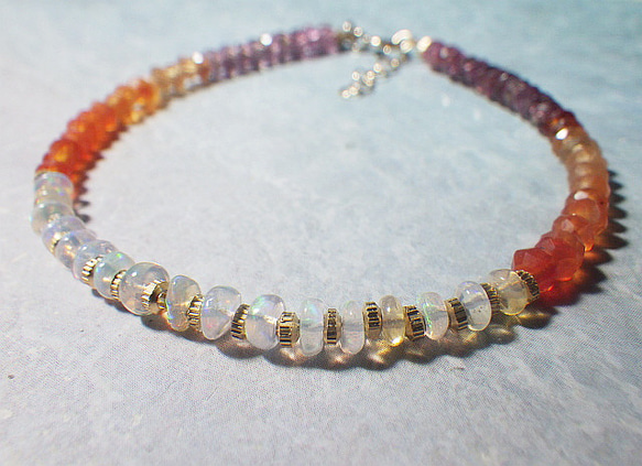 14kgf * Sunet Opal Bracelet Opal &amp; Carnelian &amp; Pink Torm 第12張的照片