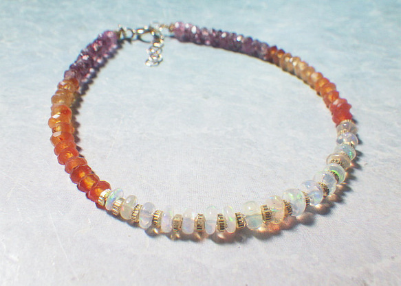 14kgf * Sunet Opal Bracelet Opal &amp; Carnelian &amp; Pink Torm 第10張的照片