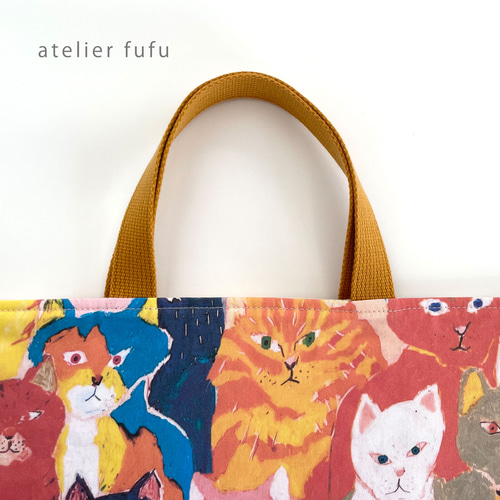 ハンドメイド 入園入学5点セット レッスンバッグセット 猫柄