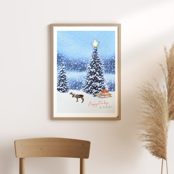 北欧ポスター【 トナカイの休日 】 Xmas クリスマス モミの木 模様替え　Creema限定 超早割2022 3枚目の画像