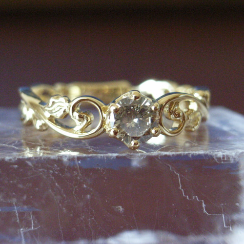 K18ダイヤモンド唐草リング（太） 指輪・リング フラワーストーン 通販