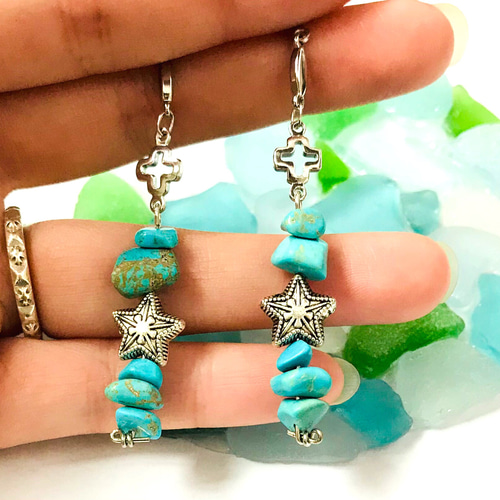 VINTAGE TURQUOISE EARRINGS ビンテージターコイズピアス