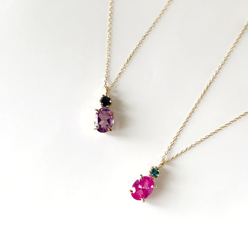 K10 ピンクトパーズ＆ロンドンブルートパーズネックレス ネックレス 