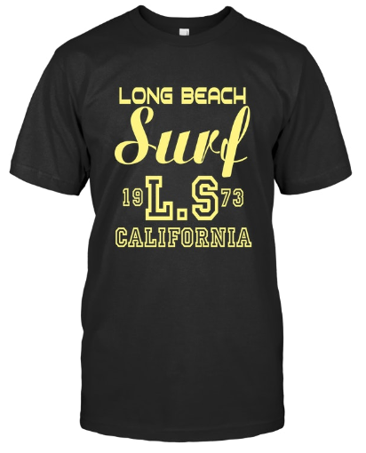 黒のロングビーチのメンズとレディースのTシャツ