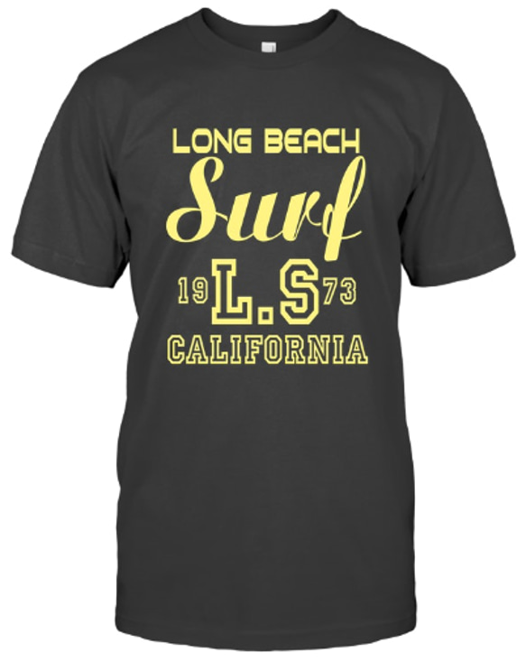 メンズ・レディース Tシャツ LONG BEACH マットブラック 1枚目の画像