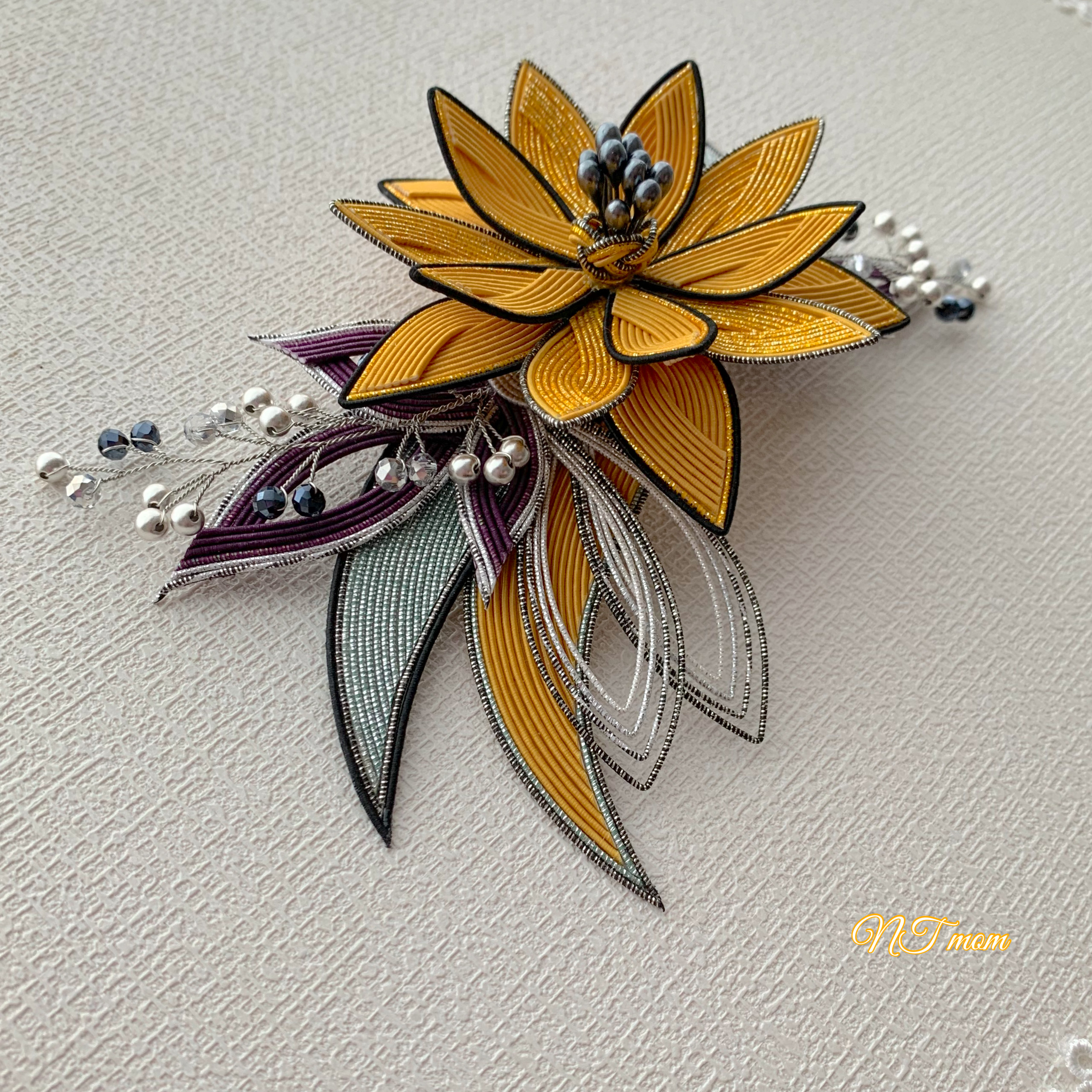 成人式卒業式結婚式・和装水引髪飾り・流華・キャメル