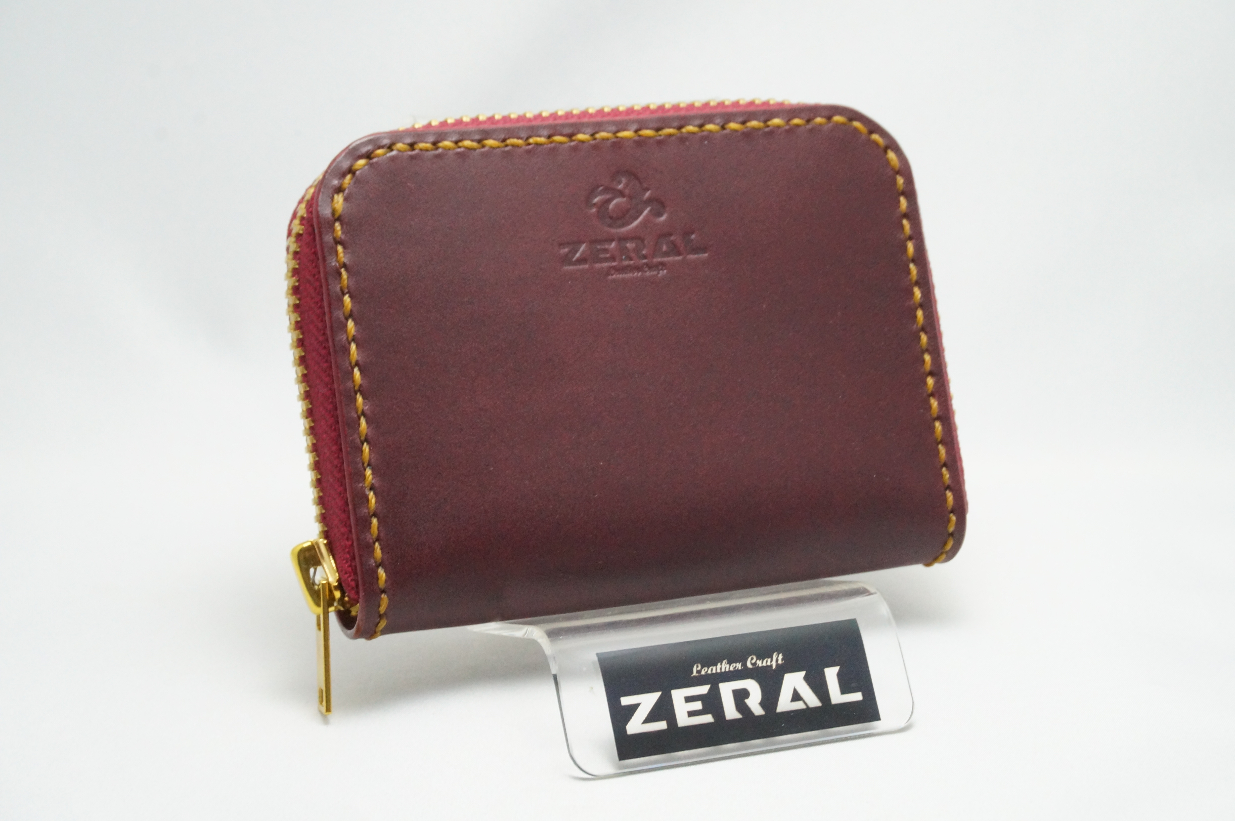 本革　イタリアンレザー　コインケース/小銭入れ　ラウンドファスナータイプ　ワイン