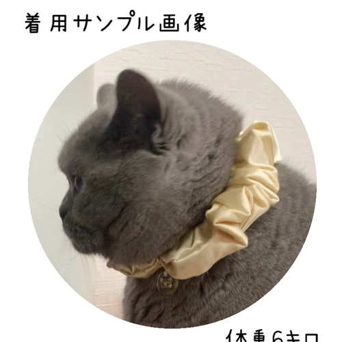 ③ライトベージュ 猫用首輪 シュシュ首輪 猫首輪 エレガント首輪