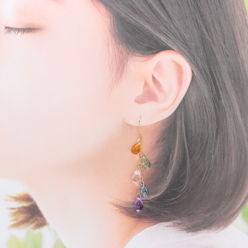 カラフルドロップ(764) ピアス/イヤリング/ノンホールピアス/樹脂 
