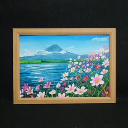油絵 絵画 【コスモス畑】色紙 油絵 絵画 【コスモス畑と秋空】 絵画 HR 通販 16593204