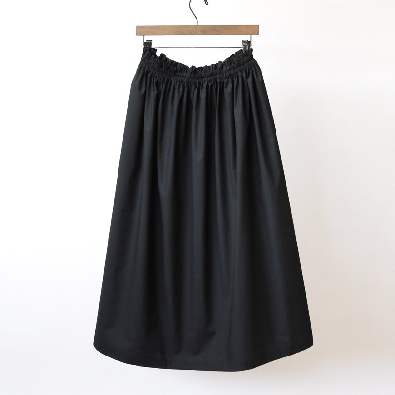 【即納】タイプライター ロングスカート（ブラック）シンプル 大人カジュアル