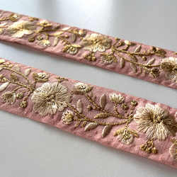【50cm】インド刺繍リボン　ピンク　シルク　SS458 5枚目の画像