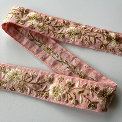 【50cm】インド刺繍リボン　ピンク　シルク　SS458 6枚目の画像