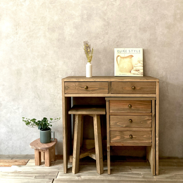 キャビネットとチェストとスツールセット】 木製 ワークデスク