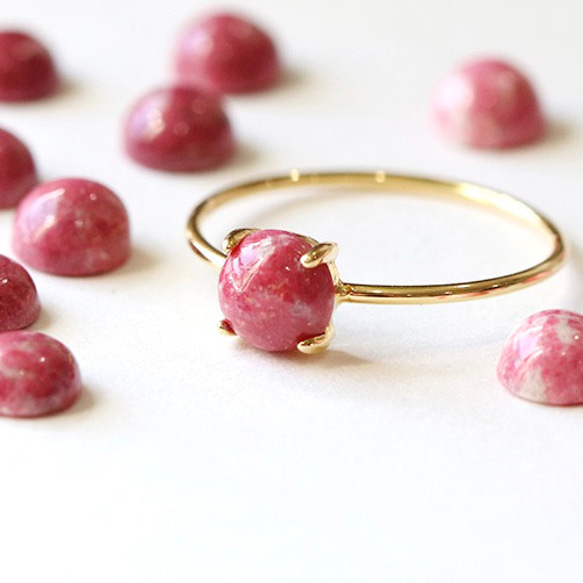 紅桃の指輪 ノルウェー産 チューライト 1粒 リング 6mm --Red