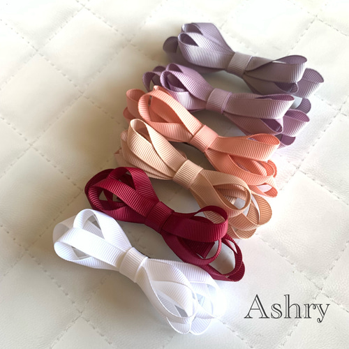 細リボンヘアピンA リボン ハンドメイド 学校 入学 入園 シンプル