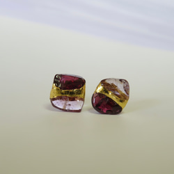 【２月の誕生石】宝石葡萄＊Amethyst×garnet＊金継ぎピアス／S size 14枚目の画像