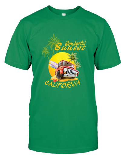 Tシャツ 男女兼用 WONDERFUL SUNSET ブルー