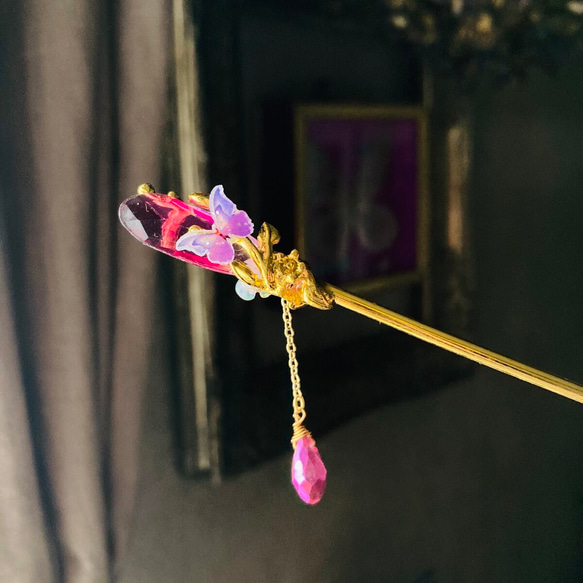 ラスト　イロアソビ　ピンクの楽園　かんざし　蝶　花 2枚目の画像