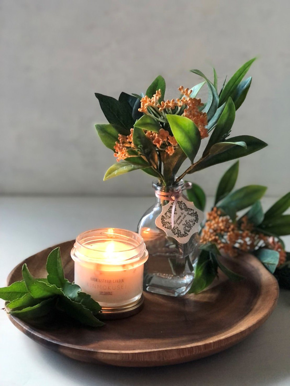 【特集掲載】金木犀の香りも届けたい！キンモクセイのキャンドルとマジカルウォーターアレンジのセット　 10枚目の画像