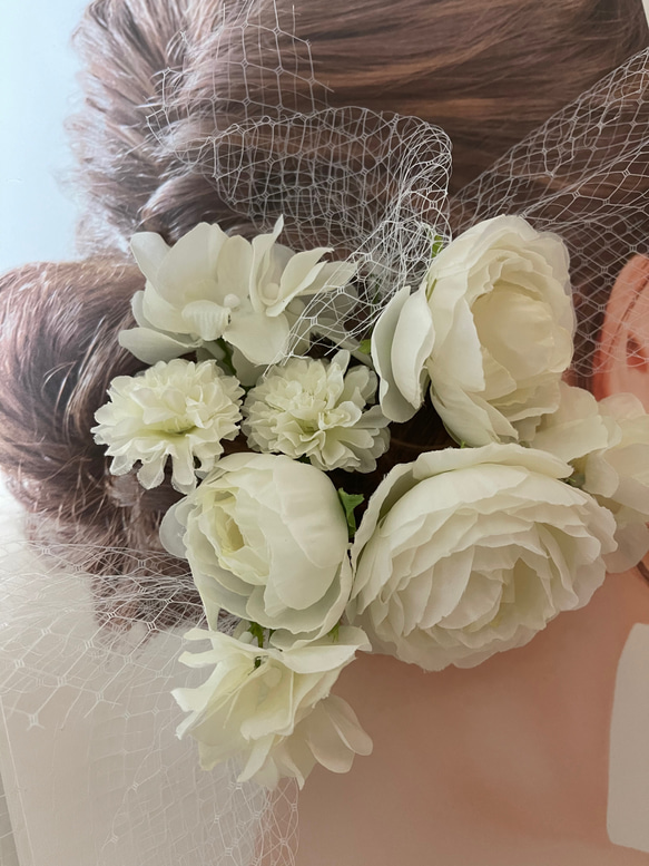 復活＊toytoy【ラナンキュラス】ヘッドドレス シンプルセット ウェディング 結婚式 2枚目の画像