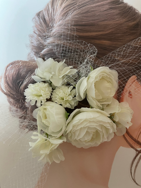 復活＊toytoy【ラナンキュラス】ヘッドドレス シンプルセット ウェディング 結婚式 1枚目の画像