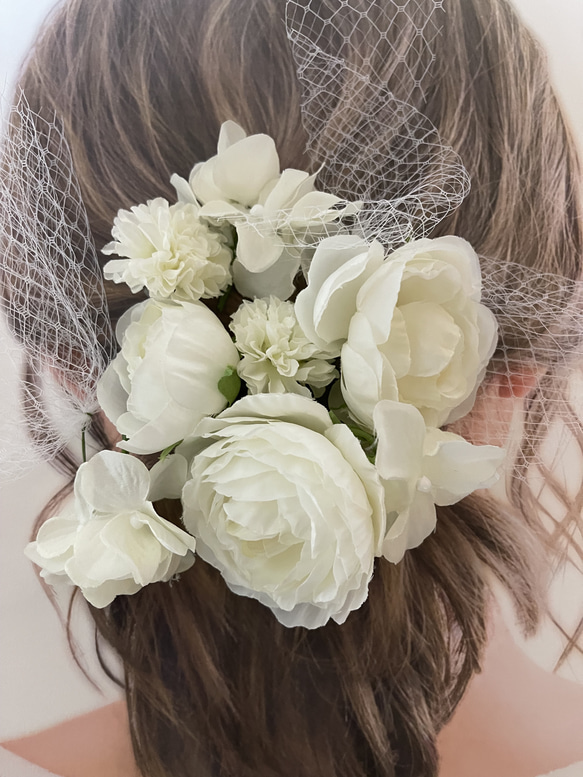 復活＊toytoy【ラナンキュラス】ヘッドドレス シンプルセット ウェディング 結婚式 4枚目の画像