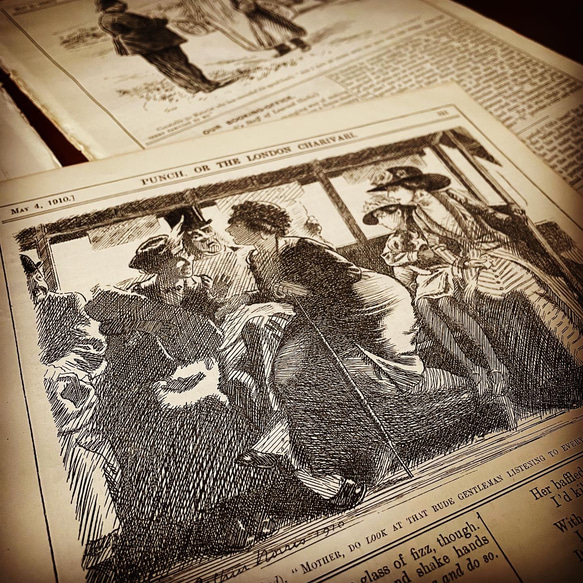 【英国雑誌ページ】1910年発行イギリス風刺雑誌「パンチ」挿絵ページ8枚セット 4枚目の画像
