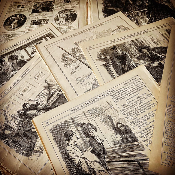 【英国雑誌ページ】1910年発行イギリス風刺雑誌「パンチ」挿絵ページ8枚セット 3枚目の画像