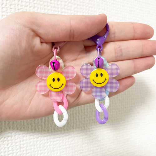 即納】スマイルフラワーキーホルダー/チャーム/ニコちゃん/キー