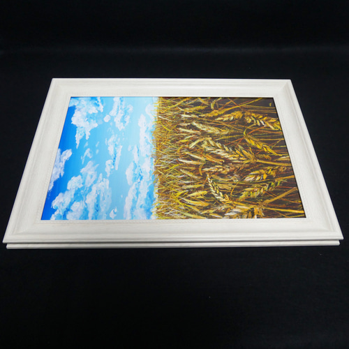 宅配便配送 油絵 油彩 油彩画 絵 絵画 【空と雲の麦畑】 絵画 HR 通販 絵画
