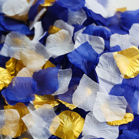 フラワーシャワー 約1000枚 結婚式 ウェディング 造花 花びら たっぷり イベント 3色の組み合わせ【リッチブルー】 4枚目の画像