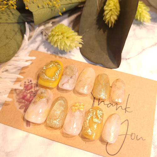 イエローニュアンスネイル✨オーダー用 ネイルチップ（つけ爪） lampsi  