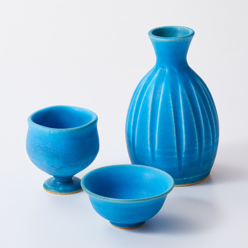 酒器セット トルコブルー おちょこ・ぐい呑み・徳利 kokuzougama