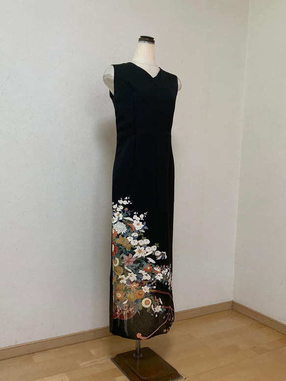 黒留袖 友禅　作家もの　満開のさくら　花柄 ロングドレス　ワンピース 黒留袖 友禅 作家もの 満開のさくら 花柄 ロングドレス