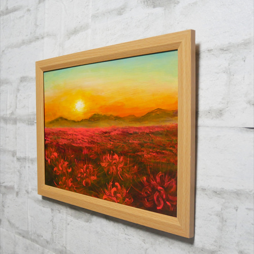 油絵 油彩 油彩画 絵 絵画 【彼岸花の夕日】 油絵 油彩 油彩画 絵 絵画 【彼岸花の夕日】 絵画 HR 通販