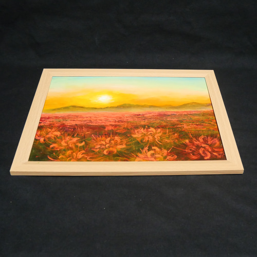 油絵 油彩 油彩画 絵 絵画 【彼岸花の夕日】 絵画 HR 通販