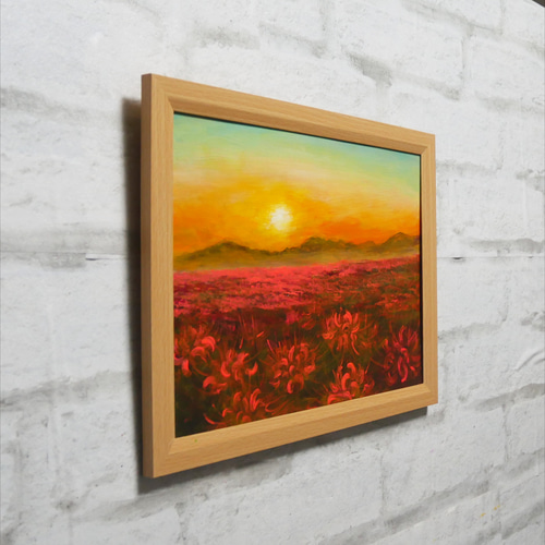 油絵 油彩 油彩画 絵 絵画 【彼岸花の夕日】 絵画 HR 通販