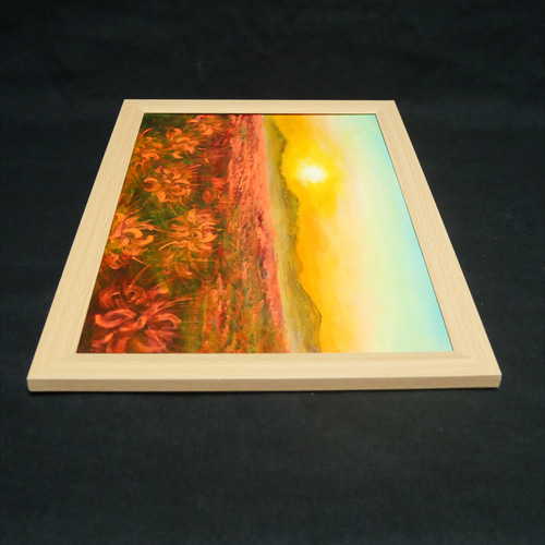 油絵 油彩 油彩画 絵 絵画 【彼岸花の夕日】 作品名】：油絵【彼岸花の夕日】 「彼岸花の夕日」は、奈良県の