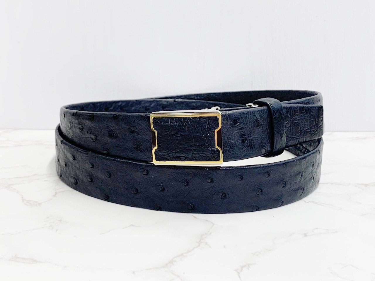 日本製　クライン・カルー オーストリッチ　本無双　袋縫い　VIP上質　LLサイズ　３０㎜巾　ベルト　　真鍮エポキシ金具