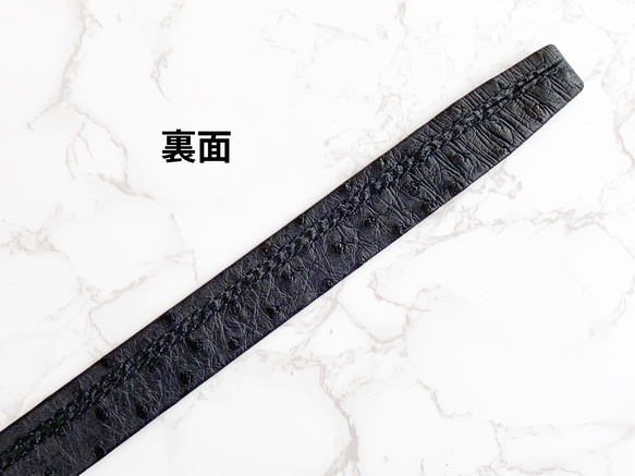 日本製　クライン・カルー オーストリッチ　LLサイズ　３０㎜巾　上質　ベルト　本無双　袋縫い　真鍮エポキシ樹脂金具 8枚目の画像