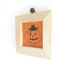 【日本画ポスター】ハロウィン　かぼちゃ　ミニアートパネル　ミニ額縁付き 4枚目の画像